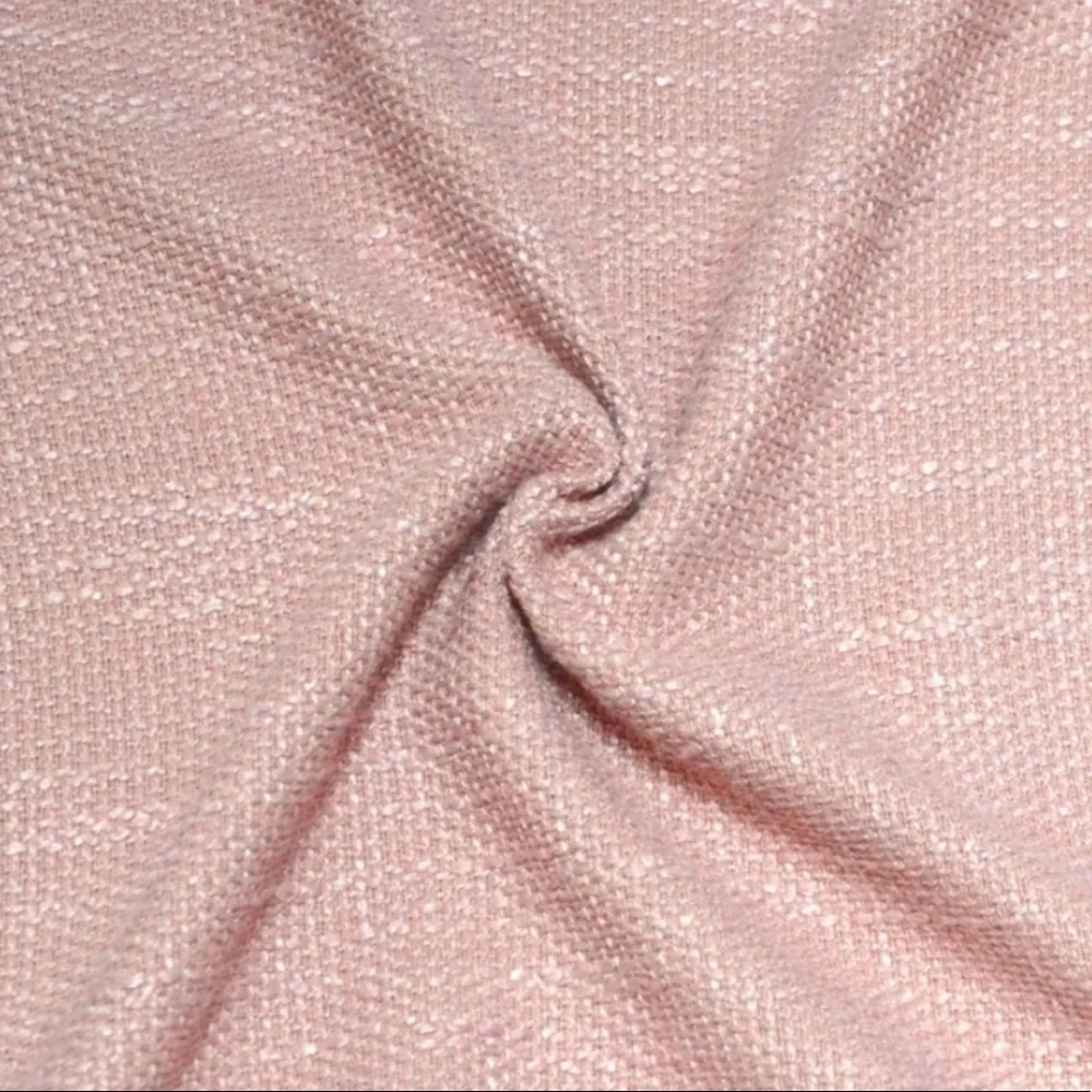 Luxury Home | Chic Blush Pink Faux Linen Tweed Tailored Trim Throw Pillow Cover